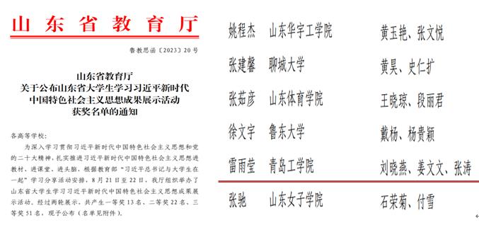 足球365学生在“山东省大学生学习习近平新时代中国特色社会主义思想成果展示活动”中斩获佳绩 足球365学生在“山东省大学生学习习近平新时代中国特色社会主义思想成果展示活动”中斩获佳绩